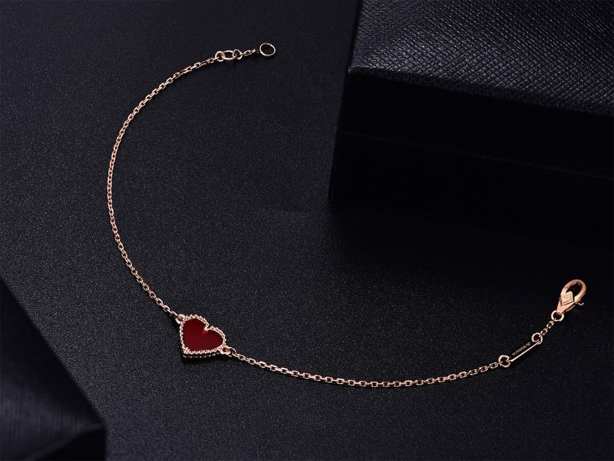 [Plus&Max]HEART CARNELIAN PINK GOLD BRACELET