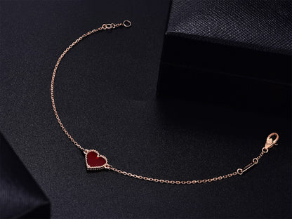 [Plus&Max]HEART CARNELIAN PINK GOLD BRACELET