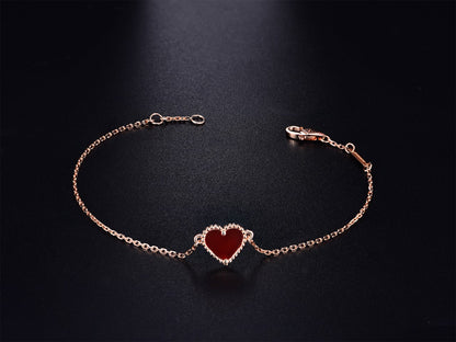 [Plus&Max]HEART CARNELIAN PINK GOLD BRACELET