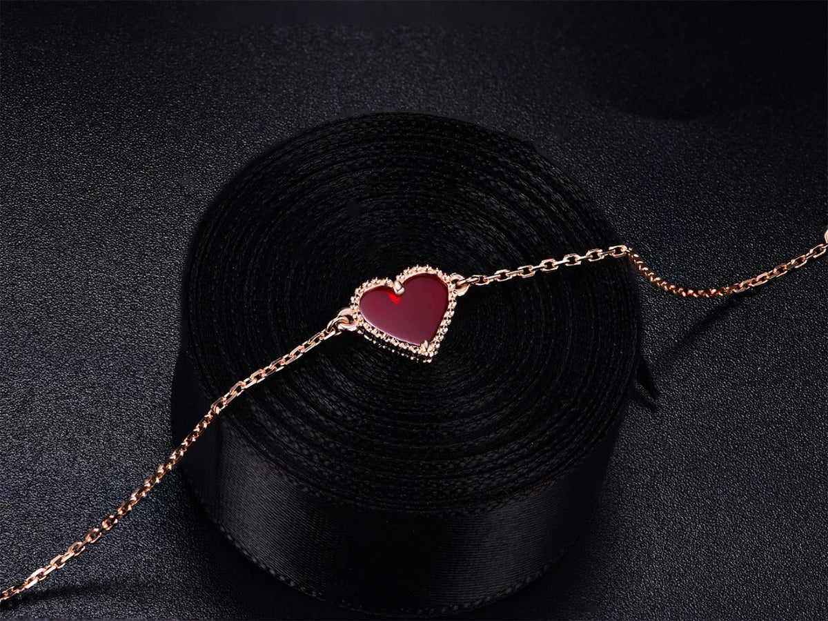 [Plus&Max]HEART CARNELIAN PINK GOLD BRACELET