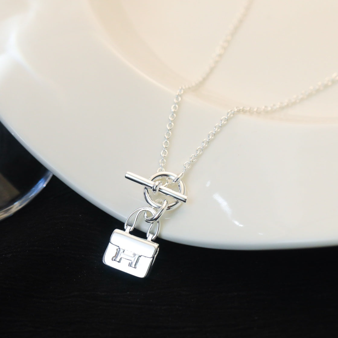 [Plus&Max]POP H PEDANT SILVER NECKLACE