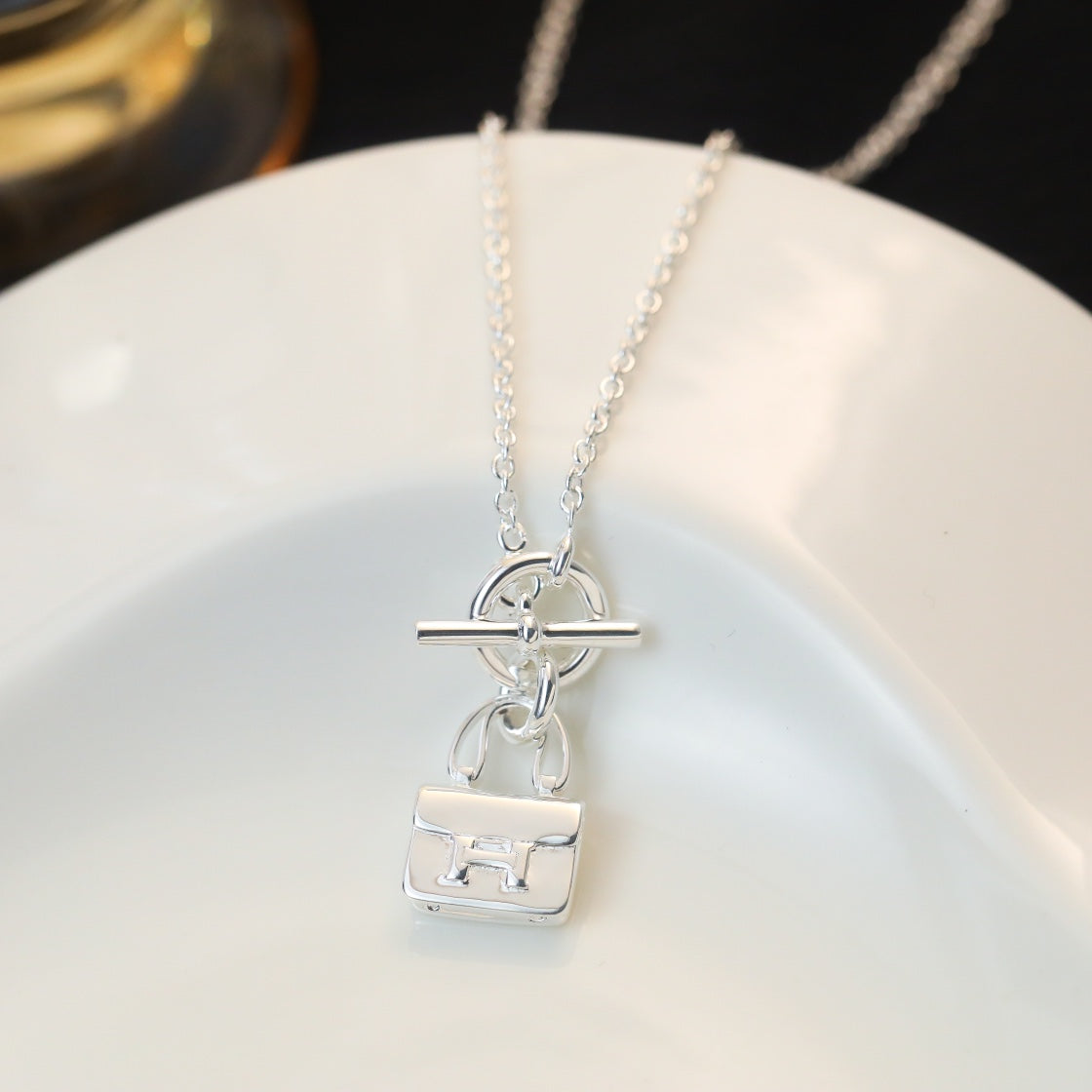 [Plus&Max]POP H PEDANT SILVER NECKLACE
