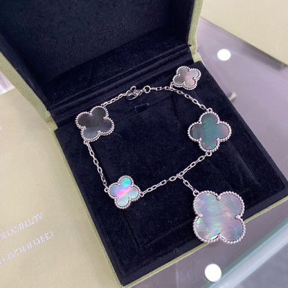 [Plus&Max]CLOVER 5 MOTIFS SIVLER DARK MOP BRACELET