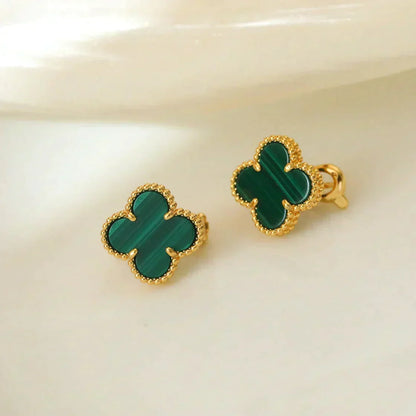 [Plus&Max]CLOVER MEDIUM 1 MOTIFS MALACHITE  EARRINGS
