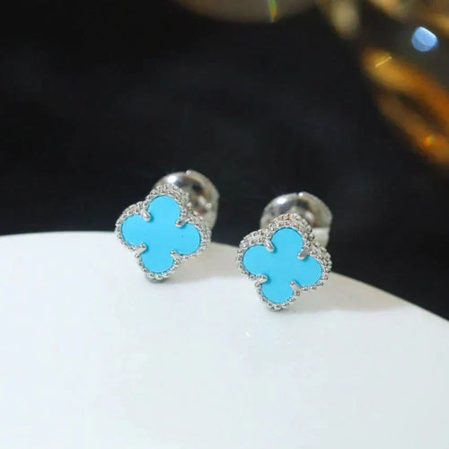 [Plus&Max]CLOVER MINI 9.5MM ONYX STUD EARRINGS SILVER