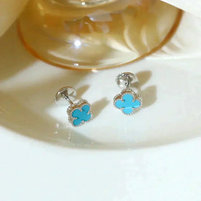 [Plus&Max]CLOVER MINI 9.5MM ONYX STUD EARRINGS SILVER