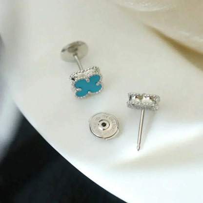 [Plus&Max]CLOVER MINI 9.5MM ONYX STUD EARRINGS SILVER