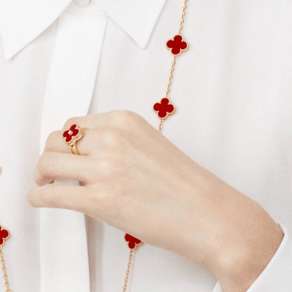 [Plus&Max]CLOVER CARNELIAN RING ROSE GOLD DIAMOND