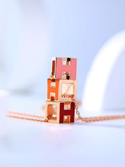 [Plus&Max]H CAGE PINK GOLD NECKLACE