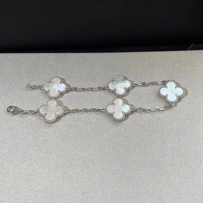 [Plus&Max]LUCKY CLOVER 5-MOTIF BRACELET - WHITE MOTHER-OF-PEARL COLLECTION