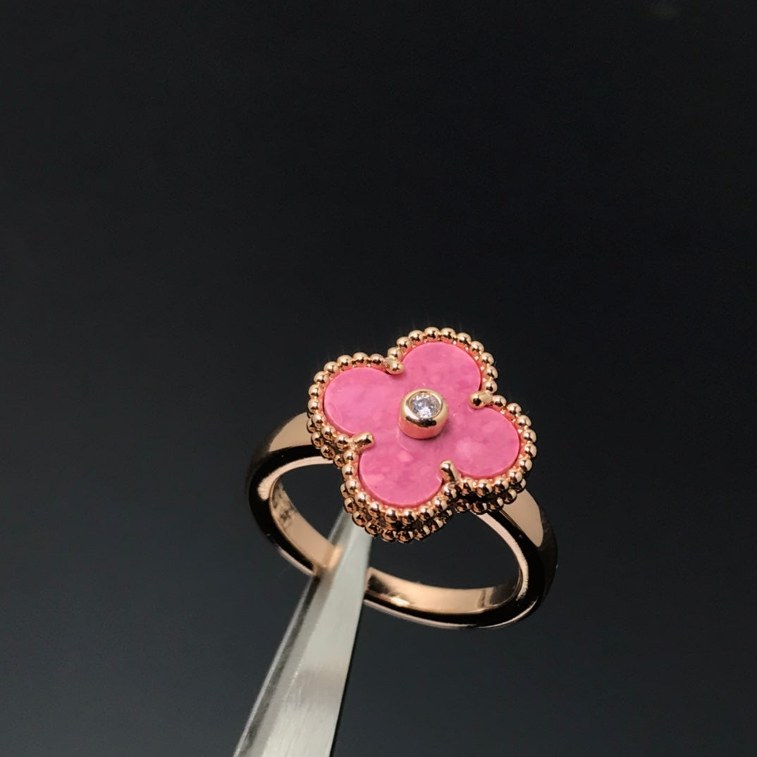 [Plus&Max]CLOVER RHODONITE ROSE GOLD RING
