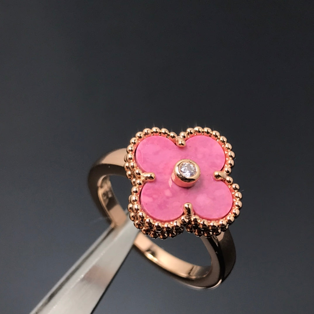 [Plus&Max]CLOVER RHODONITE ROSE GOLD RING