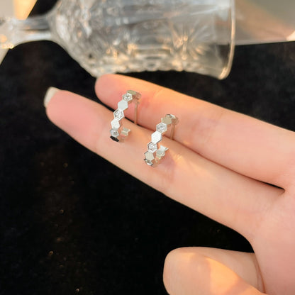 [Plus&Max]BEE LOVE DIAMOND HOOP EARRINGS