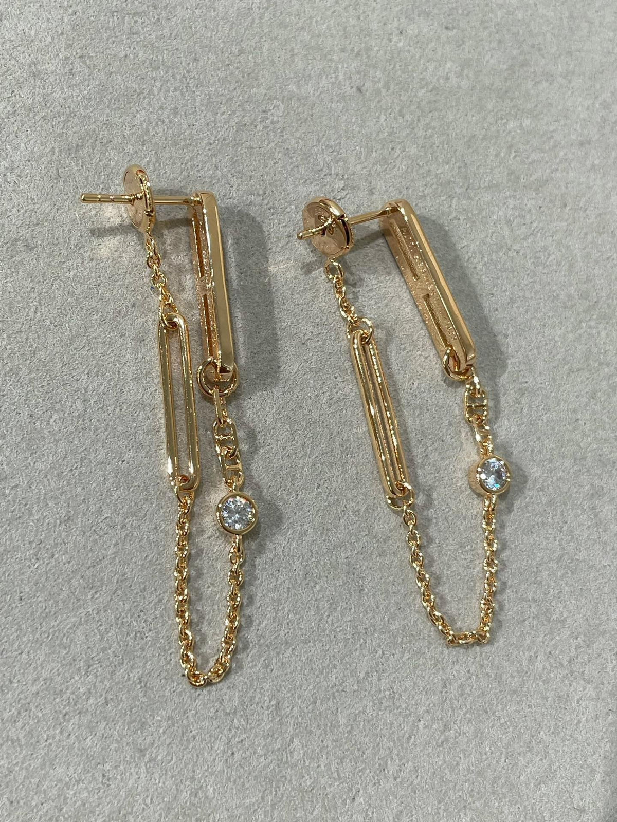 [Plus&Max]CHAINE CHAOS DIAMOND DROP EARRINGS