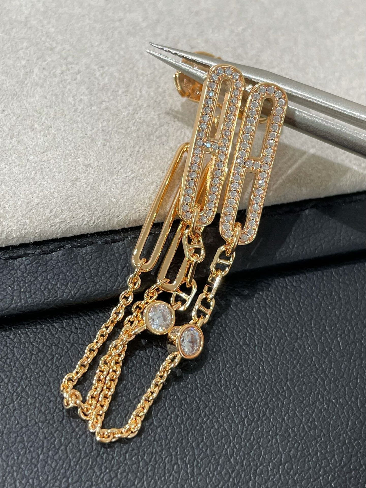 [Plus&Max]CHAINE CHAOS DIAMOND DROP EARRINGS