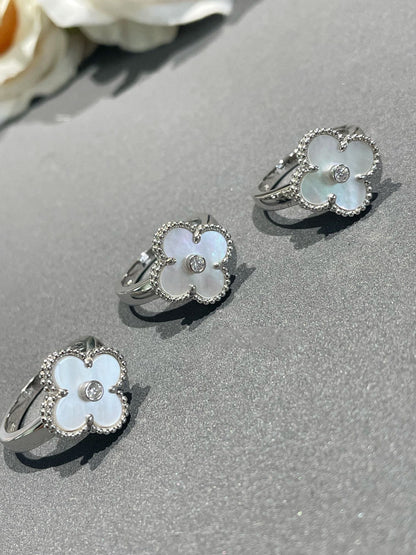 [Plus&Max]CLOVER SILVER MOP DIAMOND RING