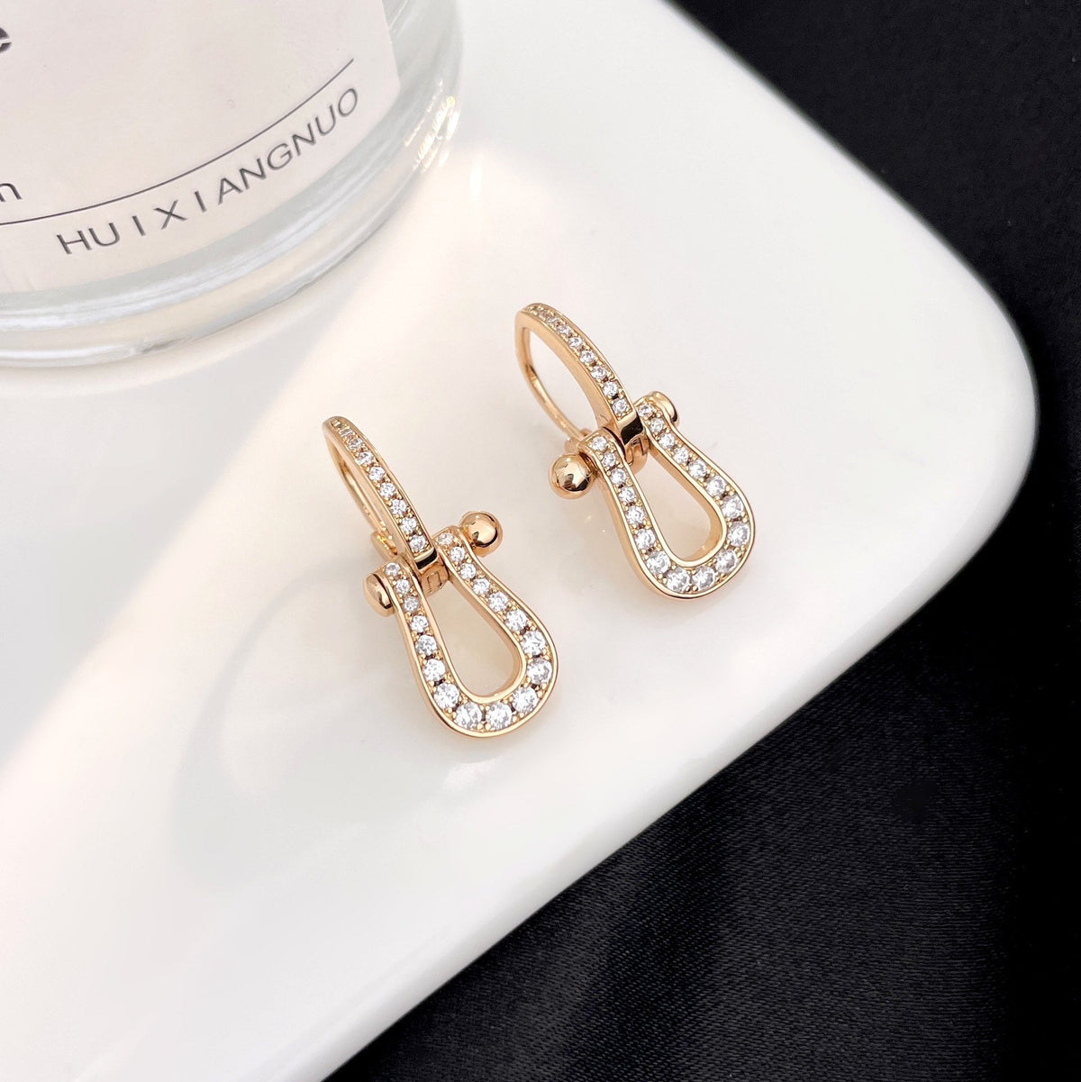 [Plus&Max]FORCE 10 FULL DIAMOND DROP EARRINGS MEDIUM MODEL