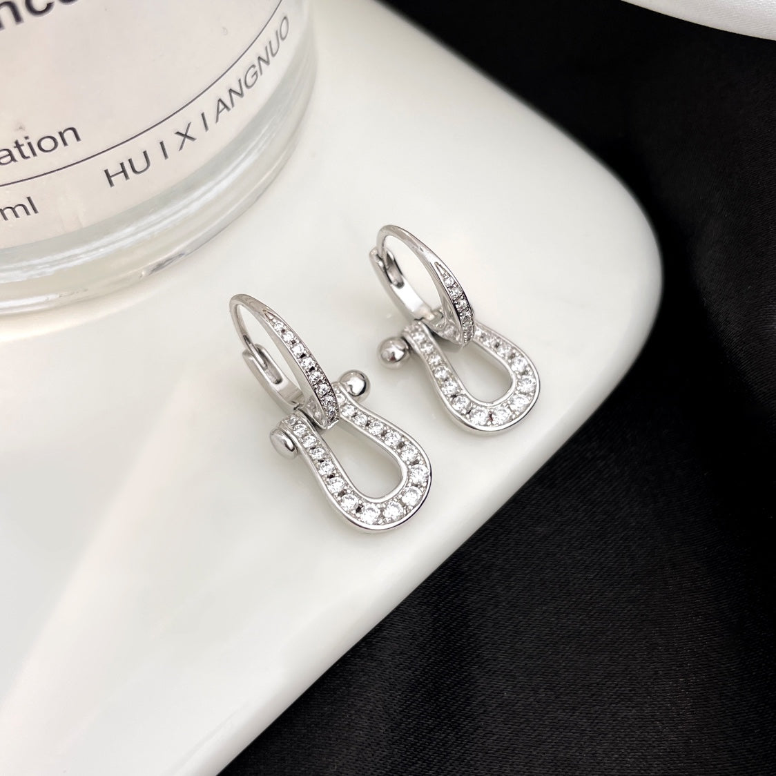 [Plus&Max]FORCE 10 FULL DIAMOND DROP EARRINGS MEDIUM MODEL