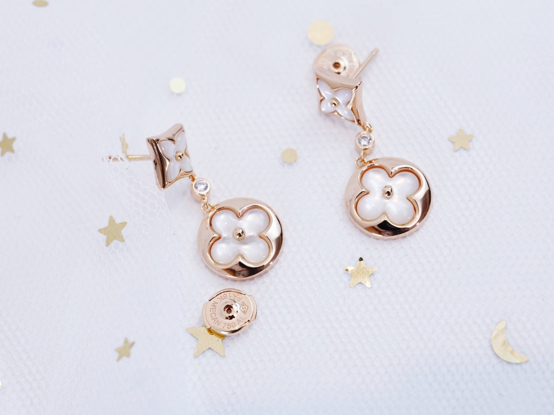 [Plus&Max]STAR AND SUN PINK GOLD MOP DROP EARRINGS