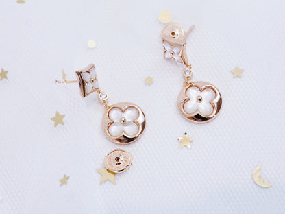 [Plus&Max]STAR AND SUN PINK GOLD MOP DROP EARRINGS