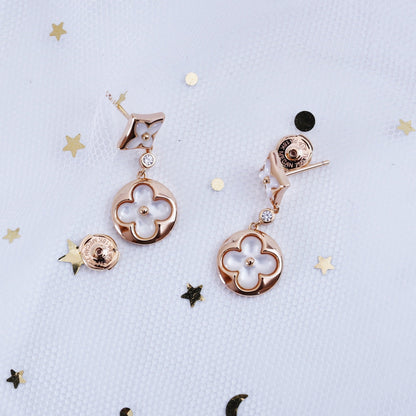 [Plus&Max]STAR AND SUN PINK GOLD MOP DROP EARRINGS