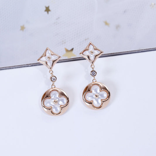 [Plus&Max]STAR AND SUN PINK GOLD MOP DROP EARRINGS
