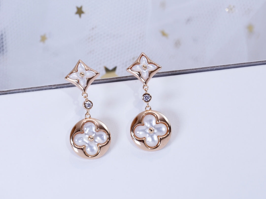 [Plus&Max]STAR AND SUN PINK GOLD MOP DROP EARRINGS