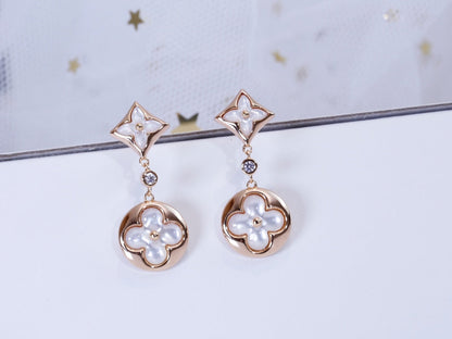 [Plus&Max]STAR AND SUN PINK GOLD MOP DROP EARRINGS