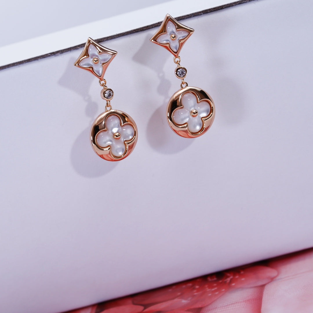 [Plus&Max]STAR AND SUN PINK GOLD MOP DROP EARRINGS