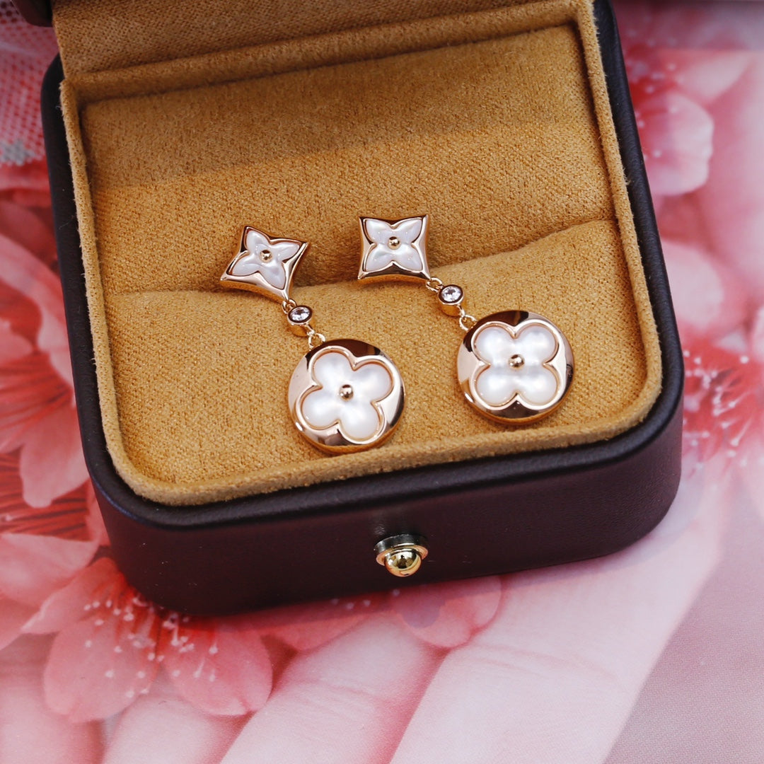 [Plus&Max]STAR AND SUN PINK GOLD MOP DROP EARRINGS