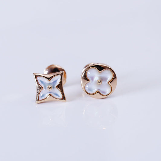 [Plus&Max]STAR AND SUN PINK GOLD MOP STUD EARRINGS