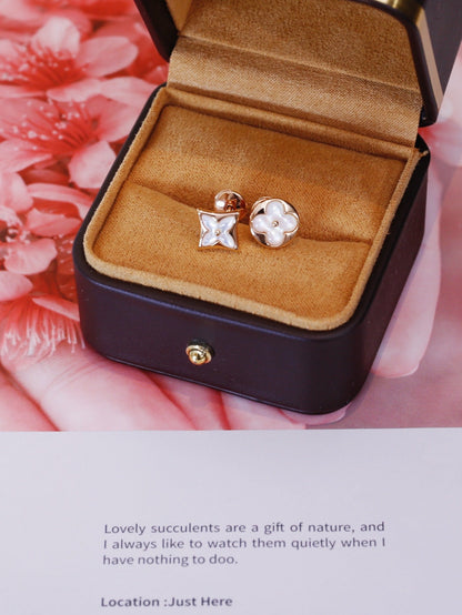 [Plus&Max]STAR AND SUN PINK GOLD MOP STUD EARRINGS