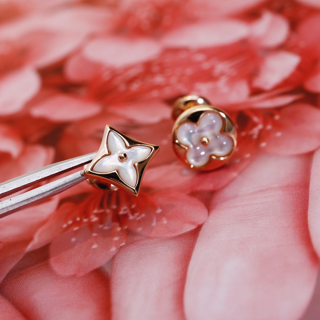 [Plus&Max]STAR AND SUN PINK GOLD MOP STUD EARRINGS