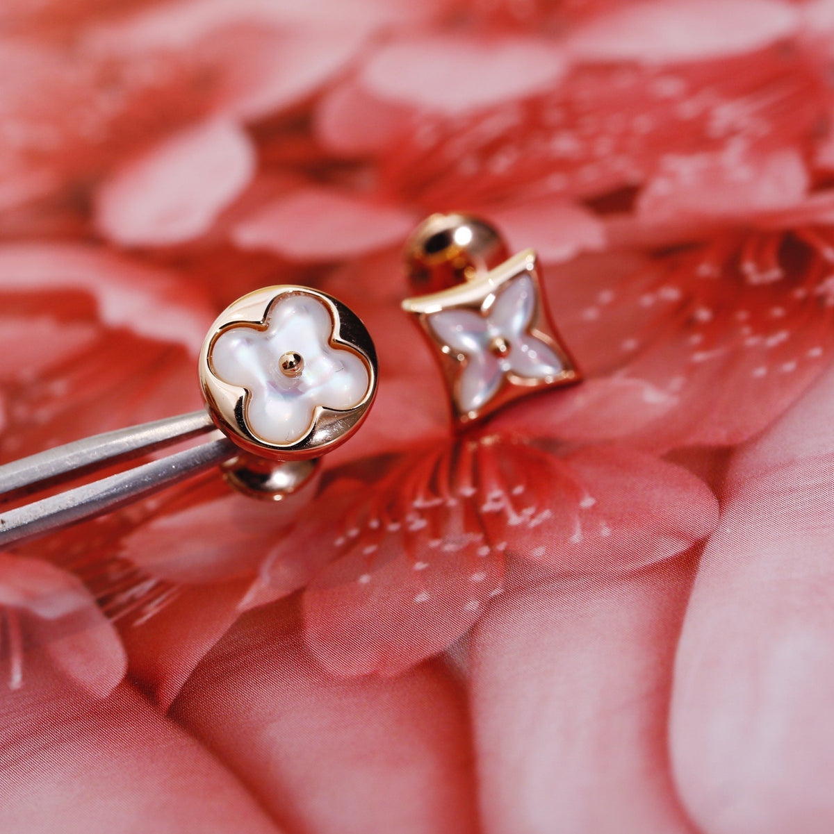 [Plus&Max]STAR AND SUN PINK GOLD MOP STUD EARRINGS