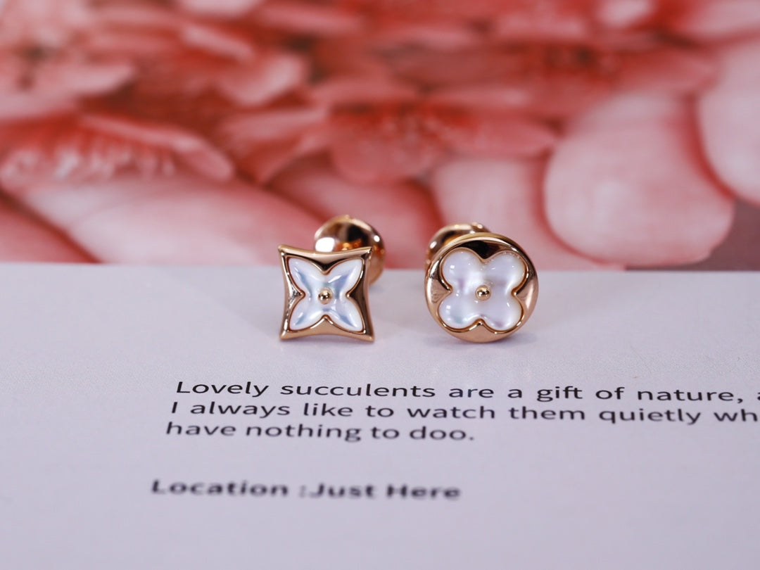 [Plus&Max]STAR AND SUN PINK GOLD MOP STUD EARRINGS