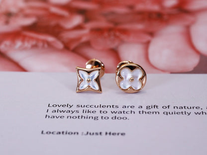 [Plus&Max]STAR AND SUN PINK GOLD MOP STUD EARRINGS