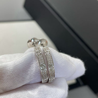 [Plus&Max]LOVE DIAMOND SILVER HOOP EARRINGS