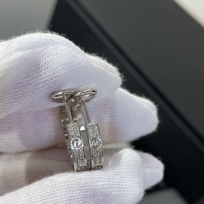 [Plus&Max]LOVE DIAMOND SILVER HOOP EARRINGS