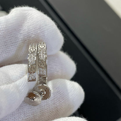 [Plus&Max]LOVE DIAMOND SILVER HOOP EARRINGS