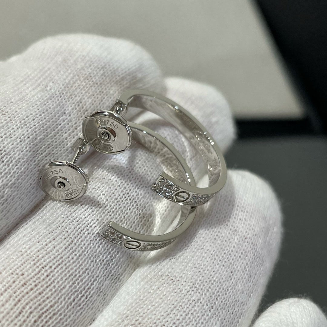 [Plus&Max]LOVE DIAMOND SILVER HOOP EARRINGS