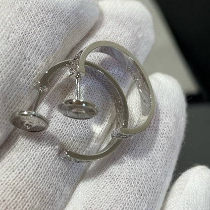 [Plus&Max]LOVE DIAMOND SILVER HOOP EARRINGS