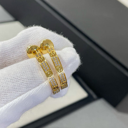 [Plus&Max]LOVE DIAMOND GOLD HOOP EARRINGS