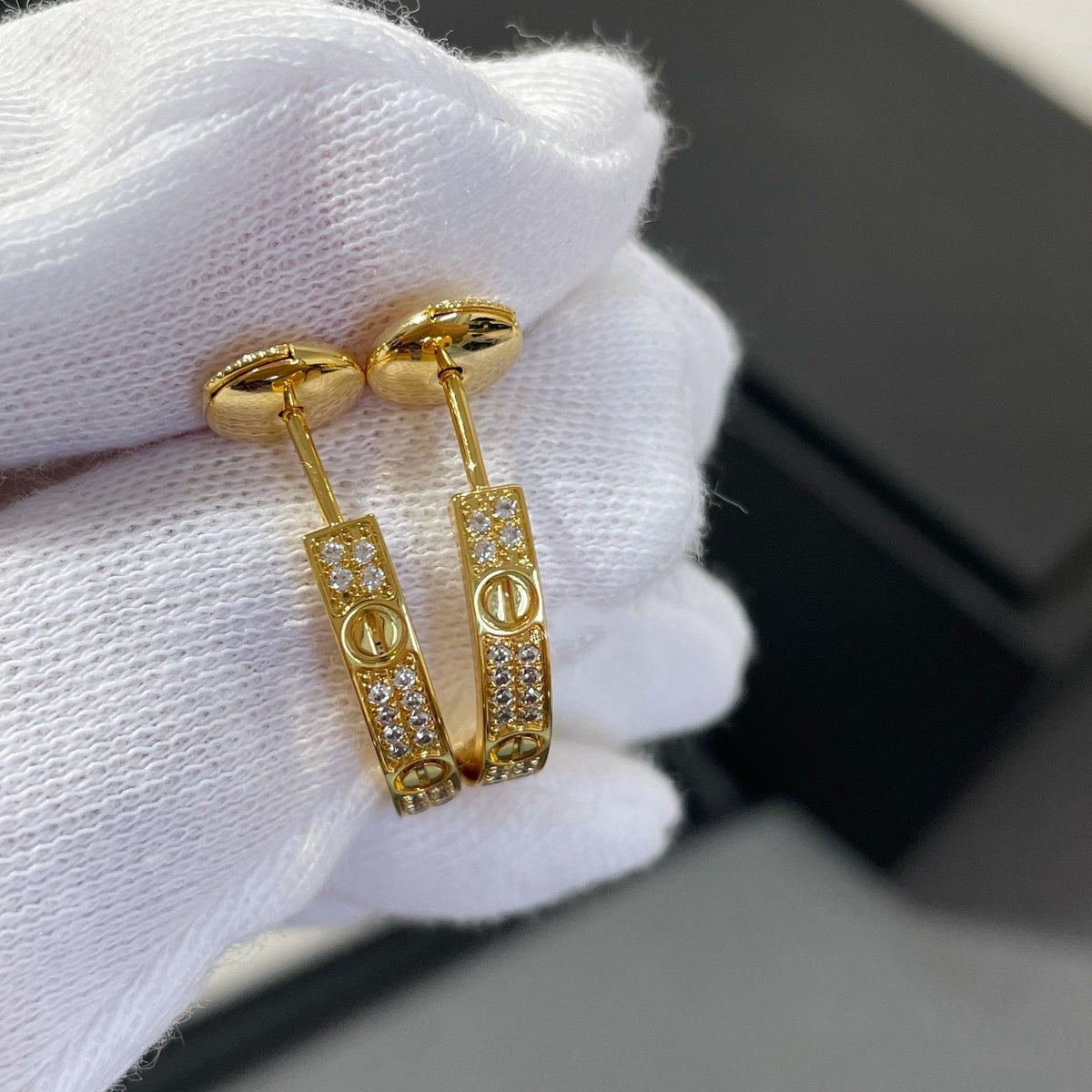 [Plus&Max]LOVE DIAMOND GOLD HOOP EARRINGS