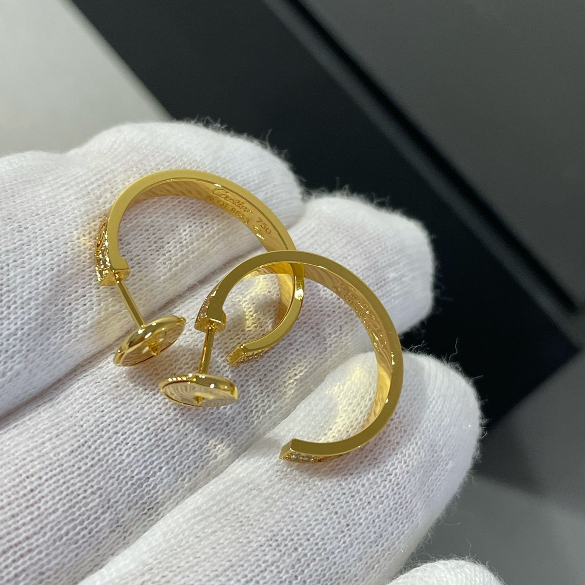 [Plus&Max]LOVE DIAMOND GOLD HOOP EARRINGS