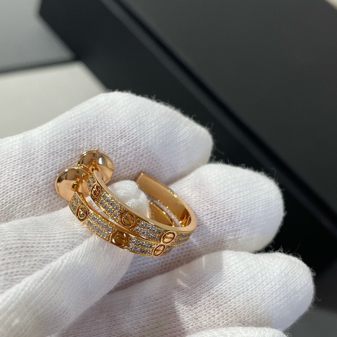 [Plus&Max]LOVE DIAMOND PINK GOLD HOOP EARRINGS