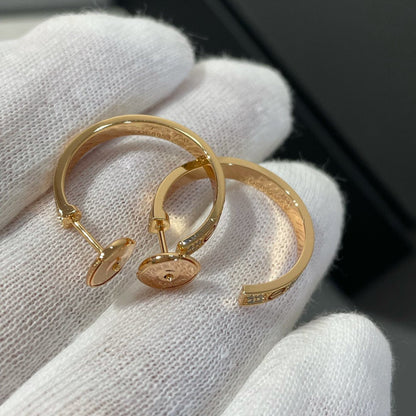 [Plus&Max]LOVE DIAMOND PINK GOLD HOOP EARRINGS