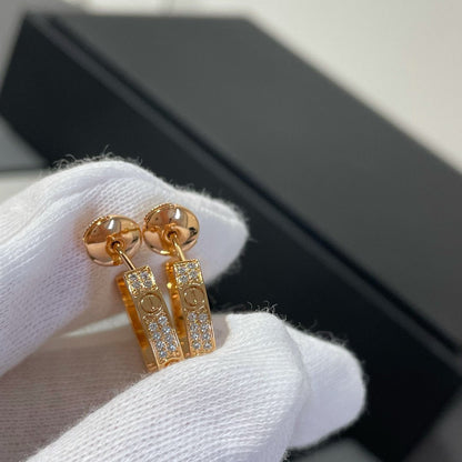 [Plus&Max]LOVE DIAMOND PINK GOLD HOOP EARRINGS