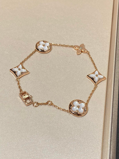 [Plus&Max]STAR AND SUN 5 MOTIF MOP PINK GOLD BRACELET