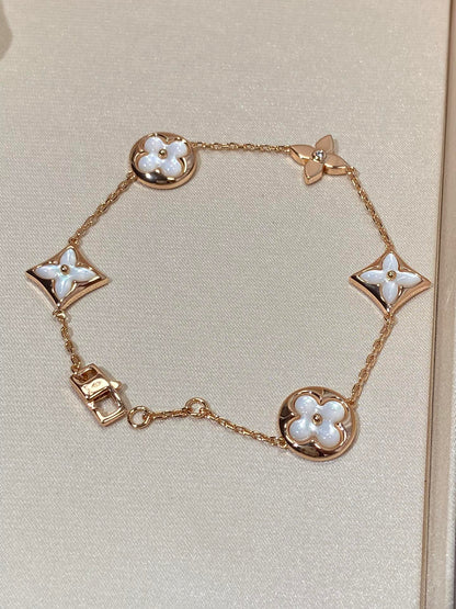 [Plus&Max]STAR AND SUN 5 MOTIF MOP PINK GOLD BRACELET