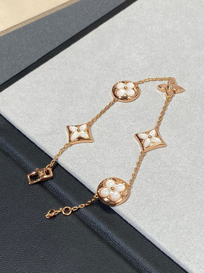 [Plus&Max]STAR AND SUN 5 MOTIF MOP PINK GOLD BRACELET